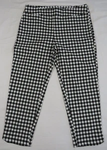 TS Taking Shape 16 Checked Black & White Short Leg Capri Pants Pockets - Picture 1 of 10