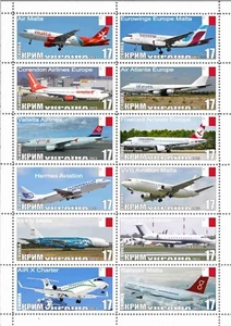 Briefmarkenbogen Malta Krim Ausgabe 2023 Ukraine Luftfahrtgesellschaften - Bild 1 von 1