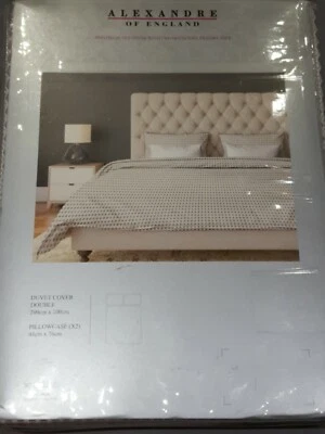 ALEXANDRE OF ENGLAND quality Duvet set DOUBLE 100% cotton. Grey. White Bedding  - Image 1 of 4