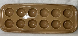 Rachael Ray Stoneware 12-Cup Deep Rich Brown Deviled Egg Dish Oblong Tray - Picture 1 of 4