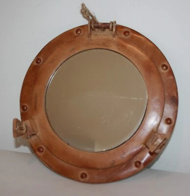 Espelho de parede para janela de navios com vigia de metal náutico 11" - Imagem 1 de 4