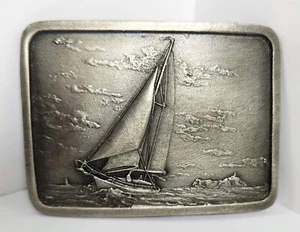 Vintage Sailing Nautical Belt Buckle San Francisco Earth Sea 1978 Indiana Metal - Picture 1 of 16