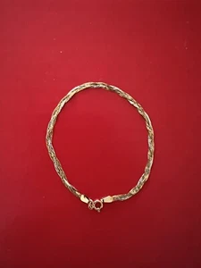 Vintage 14K Tri-Color Braided Serpentine Bracelet w/Design Made in Italy 7" - Picture 1 of 5