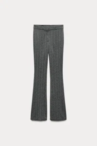 Zara Women’s FLARED HERRINGBONE LEGGINGS In Gray Marl Size XS New - Picture 1 of 6