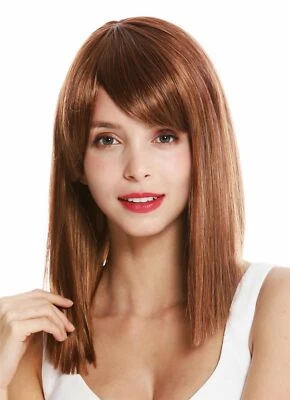 WIG ME UP Perücke Damen schulterlang glatt Pony gescheitelt dunkel Rotblond Kupfer Mix