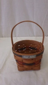Longaberger 1989 Inaugural 5 1/2 in round Basket Red Blue Patriotic - Picture 1 of 8