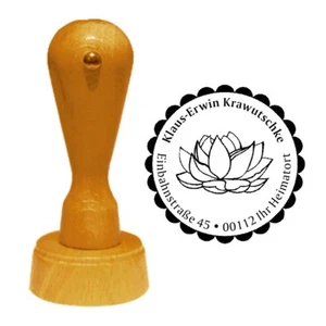 Flor de loto sello de loto sello de dirección + motivo sello de práctica sello de madera Ø 40 mm - Imagen 1 de 1