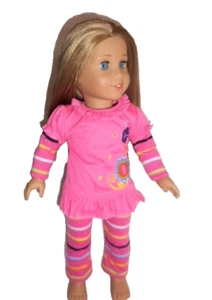 Puppenkleidung 18 Zoll Leggings Streifen Oberteil rosa passt American Girl Puppen - Bild 1 von 6