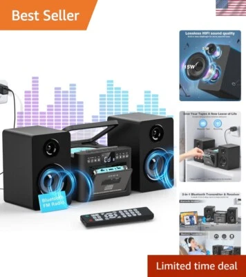 Home Stereo System with CD Cassette Bluetooth FM USB AUX Remote - Image 1 of 4
