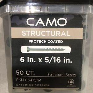 CAMO STRUCTURAL Protech Coated SCREW 6” x 5/16”  50 Screws Plus BIT