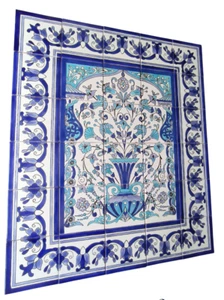 Großes Fliesenbild 75x90 handbemalte Fliesen Mosaikfliesen orientalische Fliesen - Bild 1 von 2