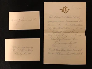 WILSON COLLEGE (PA) Class Of 1889 Commencement Announcement Ticket + Nameplate - Picture 1 of 8