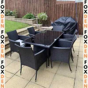 Large Rattan Dining Table and Chairs Set 6 Seater Patio Garden Furniture Seating - Picture 1 of 5