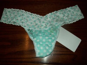 NWT HANKY PANKY LOW RISE STRETCH LACE THONG PANTIES 7W1585 AQAW AQUA DOT OS 1 sz - Picture 1 of 2