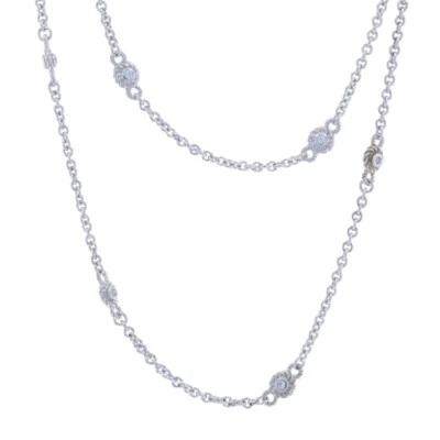 Collar Estación Circonita Cúbica Judith Ripka 36" Plata de Ley 925 Cadena Cable Foto 1 de 4