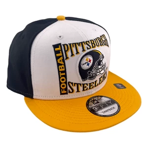 New Era Pittsburgh Steelers Retro NFL Black/White/Yellow 9FIFTY Snapback Hat - Picture 1 of 7