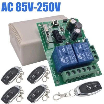 AC220V 433Mhz 2 Kanal Garagentor Funk Handsender Empfänger+ Fernbedienung Set - Bild 1 von 4