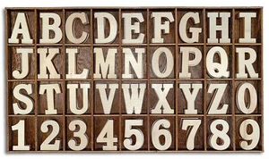 180 Pieces 1-3/4 Inch 1.75" Wooden Letters Wooden Numbers with Rustic Divider... - Picture 1 of 8