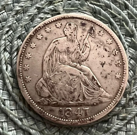 1847 O Seated Liberty Half Dollar 50C Ungraded NICE  90% Silver US Coin Cover