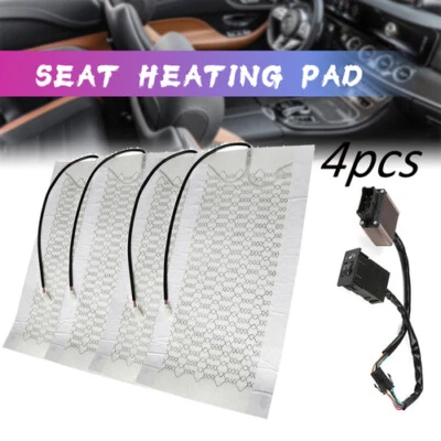 4Pcs Universal Car Seat Carbon Fiber Heated Cushion Seat Heater Pad Switch Kit Foto 1 de 4