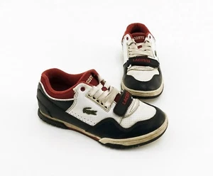 Zapatillas deportivas Lacoste con cordones zapatos bajos cuero auténtico textil azul blanco rojo talla 31 - Imagen 1 de 9