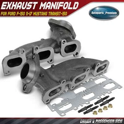 2x Colector de escape izquierdo y derecho con kit de junta para Ford F-150 2011-2017 Mustang Foto 1 de 4