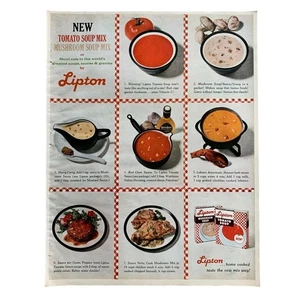 Lipton Tomato and Mushroom Soup Mix Vintage Magazine Print Ad 1961 - Picture 1 of 1