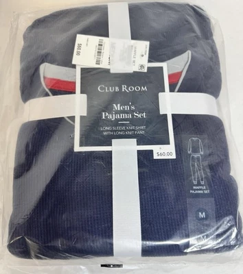 Nwt Club Room Men's Waffle Blue Solid Top & Pants 2-Pc. Pajama Set, Size Medium - Image 1 of 4