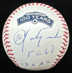 Carl Yastrzemski TC 67 18x AS Signed Fenway Park Logo Baseball JSA - Picture 1 of 2