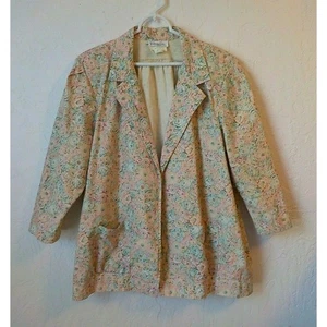 Vintage Penny Lou of California geblümt beige offen Blazer Damen Größe 42 fällt groß aus - Bild 1 von 12