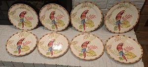 Pier 1 Imports handbemalte Cabana 9" Salatteller Ara Vogel & Bambus Design X8 - Bild 1 von 9