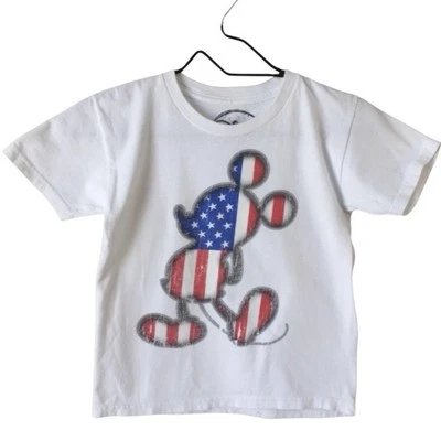 Camiseta MICKEY MOUSE Disney EE. UU. Patriótica Bandera Americana Estrellas Rayas Niños XS Foto 1 de 4