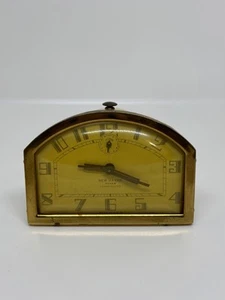 VTG New Haven Art Deco Mantel Clock – Brass Frame, Convex Dial, Not Working - Picture 1 of 8