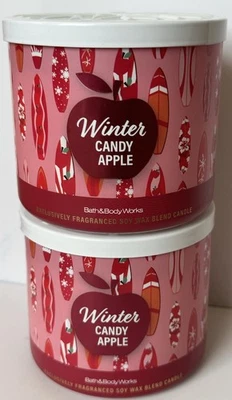 Winter Candy Apple by Bath & Body Works 3 Wick Scented Candle Santa Claus 2 Jars - Image 1 of 4