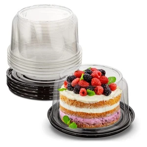 PET Plastic Round Cake Containers 6" - Plastic Bakery Boxes with Clear Lid (P... - Picture 1 of 8