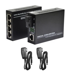 1000Mbps Ethernet Fiber Optic Media Converter Single Mode 4 RJ45 1 SC Port - Photo 1/9