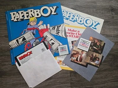 Untested 1984 Commodore 64 Paperboy Computer Game Disk Box Inserts Vtg 80s - Image 1 of 4