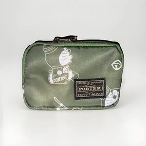 Doraemon Head PORTER Mini COIN Card Wallet Green Yoshida Bag Made in Japan - Picture 1 of 12