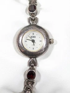 Vintage BOMA Sterling Silver Garnet Amethyst Blue Topaz Gemstone Tennis Watch - Picture 1 of 21