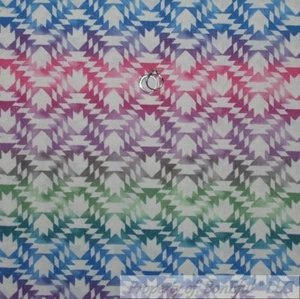BonEful Fabric FQ Cotton Quilt White Pink Blue Purple Southwest Pattern Stripe S - Picture 1 of 6