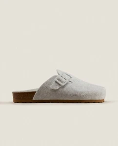 New Zara Felt Mule Slide Slippers 1190/200 Gray US9 40 Sandals Shoes - Picture 1 of 8