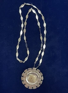 Sterling Silver/18kt Yellow Gold Peruvian Pendant with Necklace - Picture 1 of 11