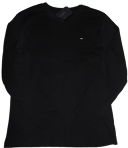 ~NWT Boys TOMMY HILFIGER Long Sleeve V-Neck Black Shirt! Size S 8-10 Nice FS:)~ - Picture 1 of 2