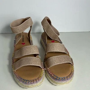 Steve Madden Tan / Purple Metallic Elastic Wedge Sandals women’s 5 - Picture 1 of 10