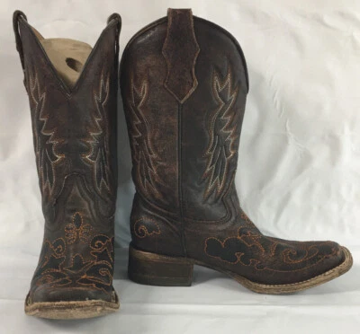 Botas vaqueras Corral A1072 adolescentes punta cuadrada alas cruzadas jóvenes talla 2 Foto 1 de 4