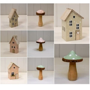 Wooden Mushroom or House Decoration - Whimsical Spring Shelf Display Ornament - Picture 1 of 9