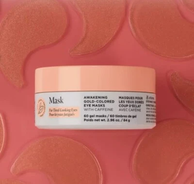 Arbonne Awakening goldfarbene Augenmasken mit Koffein 60 Gelmasken, 84g