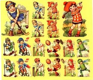 Children doing sports activities, Tuck, paper scrap, - Picture 1 of 4