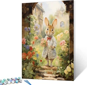 Whimsical Rabbit Paint by Numbers Kit - DIY Acrylic Arts Craft for Adults and Ki - Picture 1 of 4