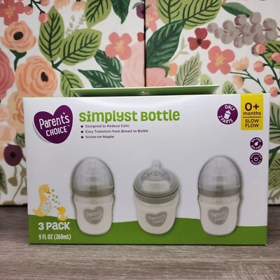 Parent's Choice Simplyst Bottle 9 oz. 3-Pack BPA Free Slow Flow 0+ Months - New - Image 1 of 2